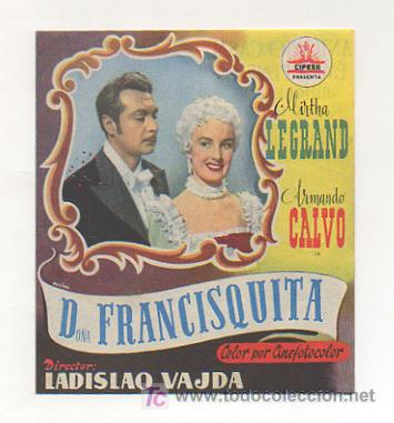 Kino: DO&Ntilde;A FRANCISQUITA. CINE CENTRO VILASAN&Eacute;S. 1953. (PROGRAMA DOBLE).