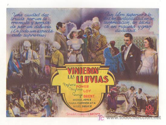 Cine: VINIERON LAS LLUVIAS. CINE CENTRO VILASAN&Eacute;S. 1944. (PROGRAMA DOBLE). - Foto 2
