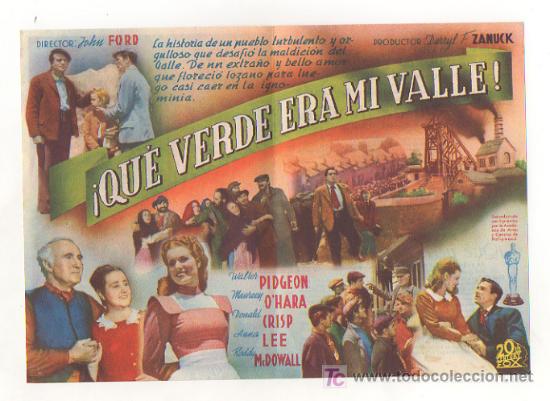 Cine: QU&Eacute; VERDE ERA MI VALLE. CINE CENTRO VILASAN&Eacute;S. 1944. (PROGRAMA DOBLE). - Foto 2