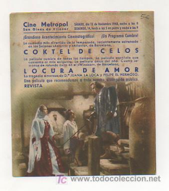 Cine: LOCURA DE AMOR. CINE METROPOL. 1948. (PROGRAMA DOBLE). - Foto 3