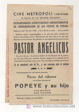 Cine: PASTOR ANGELICUS. CINE METROPOLI. 1944. (PROGRAMA DOBLE). - Foto 3