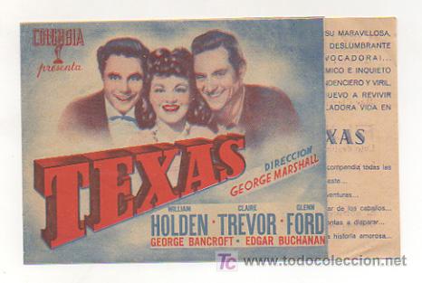 Cine: TEXAS. CINE CENTRO VILASAN&Eacute;S. 1945. (PROGRAMA DOBLE). - Foto 1
