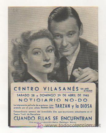 Cine: CUANDO ELLAS SE ENCUENTRAN. CINE CENTRO VILASAN&Eacute;S. 1945. (PROGRAMA DOBLE). - Foto 3