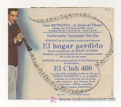 Cine: EL CLUB 400. CINE METROPOL. 1945. (PROGRAMA DOBLE). - Foto 3