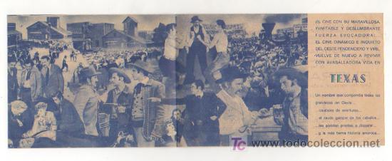 Cine: TEXAS. CINE CENTRO VILASAN&Eacute;S. 1945. (PROGRAMA DOBLE). - Foto 2