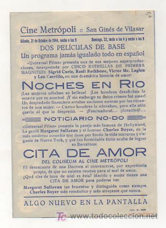 Cine: CITA DE AMOR. CINE METR&Oacute;POLI. 1944. (PROGRAMA DOBLE) - Foto 3