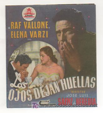 Kino: LOS OJOS DEJAN HUELLAS. CINE CENTRO VILASAN&Eacute;S. 1952.  (PROGRAMA DOBLE)