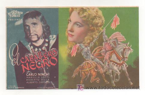 Cine: EL CABALLERO NEGRO. CINE CENTRO VILASAN&Eacute;S. 1943. (PROGRAMA DOBLE) - Foto 1