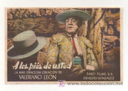 Cine: A LOS PI&Eacute;S DE USTED. CINE CASAL POPULAR. 1949.