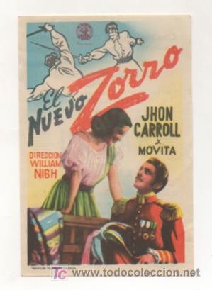 Kino: EL NUEVO ZORRO. CINE METROPOL. 1946.