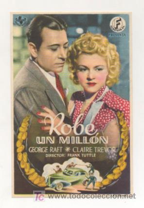 Cine: ROB&Eacute; UN MILL&Oacute;N. CINE CENTRO VILASAN&Eacute;S. 1945. - Foto 1