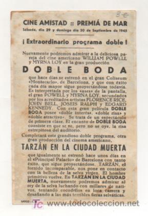 Cine: DOBLE BODA. CINE AMISTAD. 1945. - Foto 2