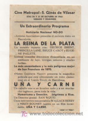 Cine: U&Ntilde;A Y CARNE. CINE METROPOL. 1945. - Foto 2