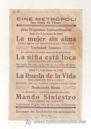Cine: MANDO SINIESTRO. CINE METR&Oacute;POLI. 1943. - Foto 2