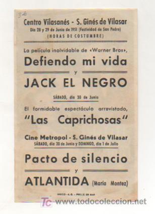 Cine: JACK EL NEGRO. CINE CENTRO VILASAN&Eacute;S. 1951. - Foto 2