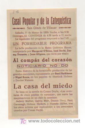 Cine: AL COMP&Aacute;S DEL CORAZ&Oacute;N. CINE CASAL POPULAR. 1950. - Foto 2