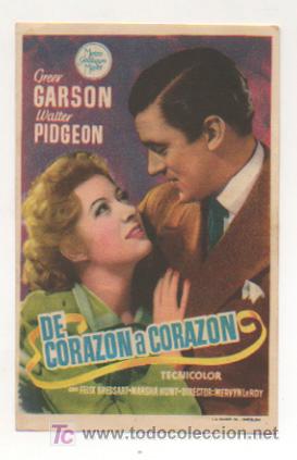 Cine: DE CORAZ&Oacute;N A CORAZ&Oacute;N. CINE METROPOL. 1949. - Foto 1