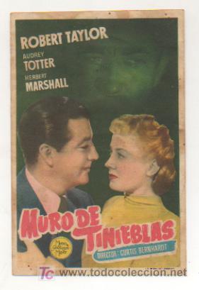 Foglietti di film di film antichi di cinema: MURO DE TINIEBLAS. CINE CENTRO VILASAN&Eacute;S. 1949.