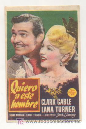 Kino: QUIERO A ESTE HOMBRE. CINE CENTRO VILASAN&Eacute;S. 1948.