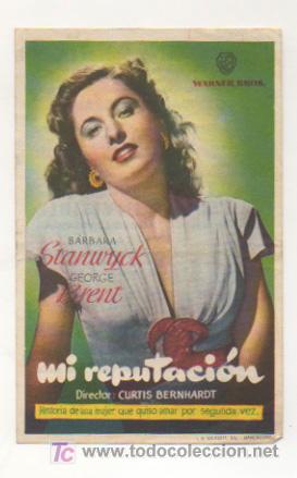 Cine: MI REPUTACI&Oacute;N. CINE CENTRO VILASAN&Eacute;S. 1947.