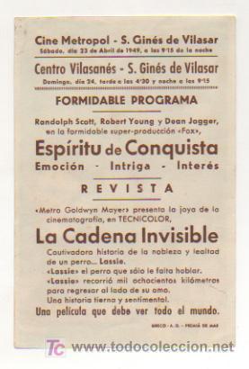 Cine: LA CADENA INVISIBLE. CINE METROPOL. 1949. - Foto 2