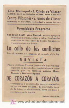 Cine: DE CORAZ&Oacute;N A CORAZ&Oacute;N. CINE METROPOL. 1949. - Foto 2