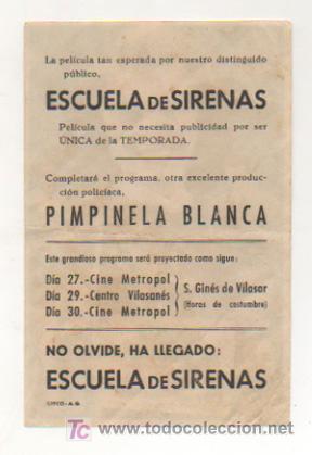 Cine: ESCUELA DE SIRENAS. CINE METROPOL. - Foto 2