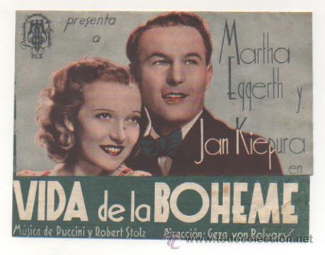 Cine: VIDA DE LA BOHEME. CINE METR&Oacute;POLI. 1940. (PROGRAMA DOBLE) - Foto 1
