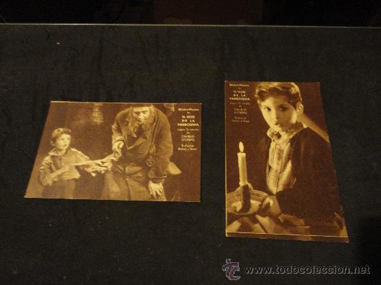 Cine: 2 TARJETAS DE MANO DE LA PELICULA, EL HIJO DE LA PARROQUIA, EXCLUSIVA BALART Y SIMO.