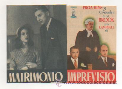 Kino: MATRIMONIO IMPREVISTO. CINE TEATRO GUIMER&Aacute;. 1943.