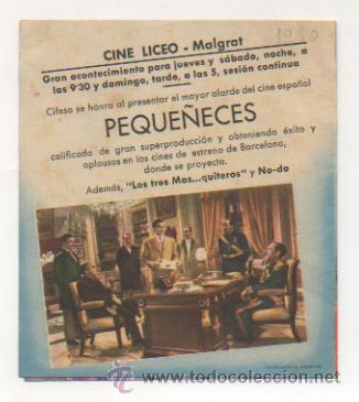 Cine: PEQUE&Ntilde;ECES. CINE LICEO - MALGRAT.  (PROGRAMA DOBLE). - Foto 3