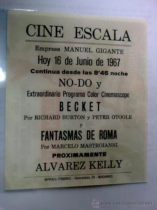 Cine: FOLLETO DE MANO, BECKET - Foto 2