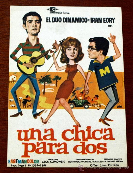 Foglietti di film di film antichi di cinema: UNA CHICA PARA DOS - sin impreso al dorso -
