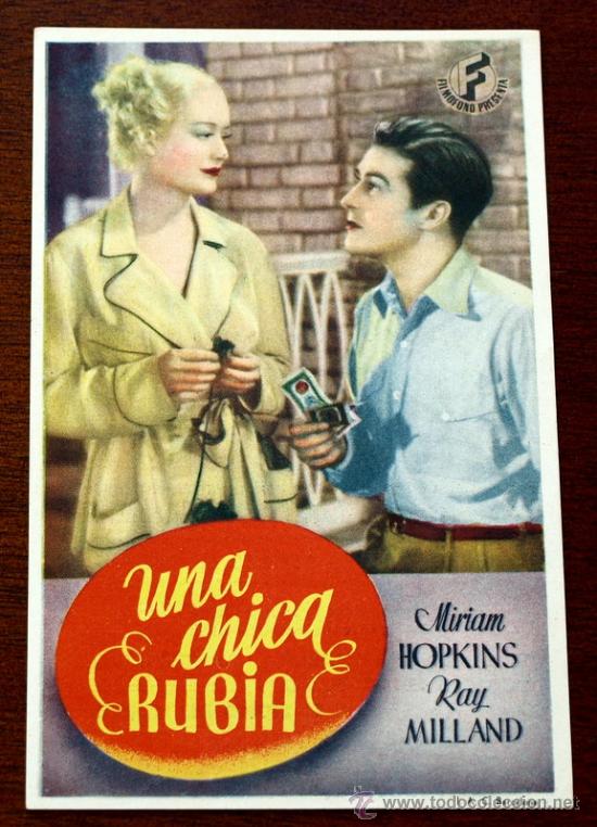 Kino: UNA CHICA RUBIA - con impreso al dorso -