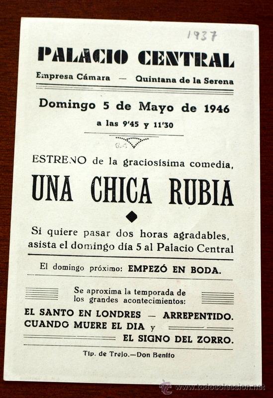 Cine: UNA CHICA RUBIA - con impreso al dorso - - Foto 2