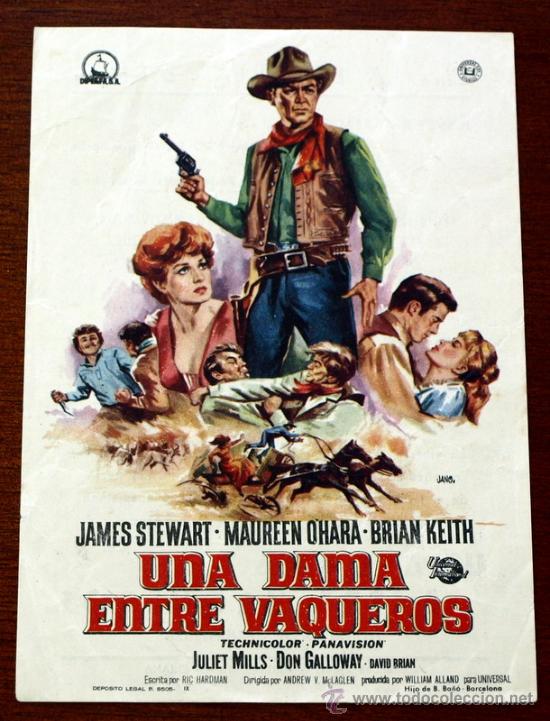 Cine: UNA DAMA ENTRE VAQUEROS - con impreso al dorso - - Foto 1