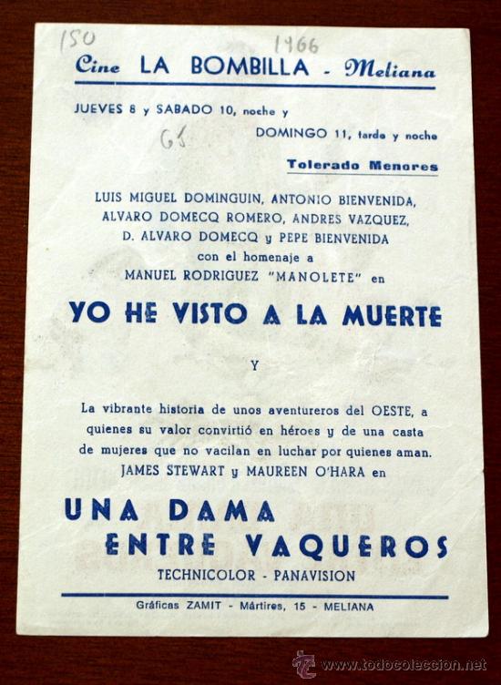 Cine: UNA DAMA ENTRE VAQUEROS - con impreso al dorso - - Foto 2