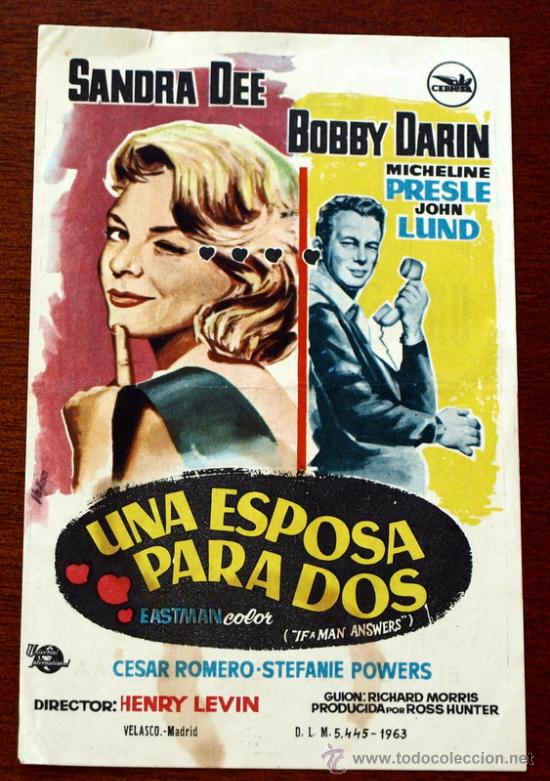 Cine: UNA ESPOSA PARA DOS - con impreso al dorso - - Foto 1