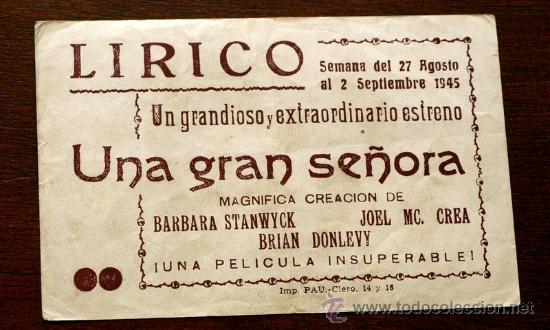 Cine: UNA GRAN SE&Ntilde;ORA - con impreso al dorso - - Foto 2