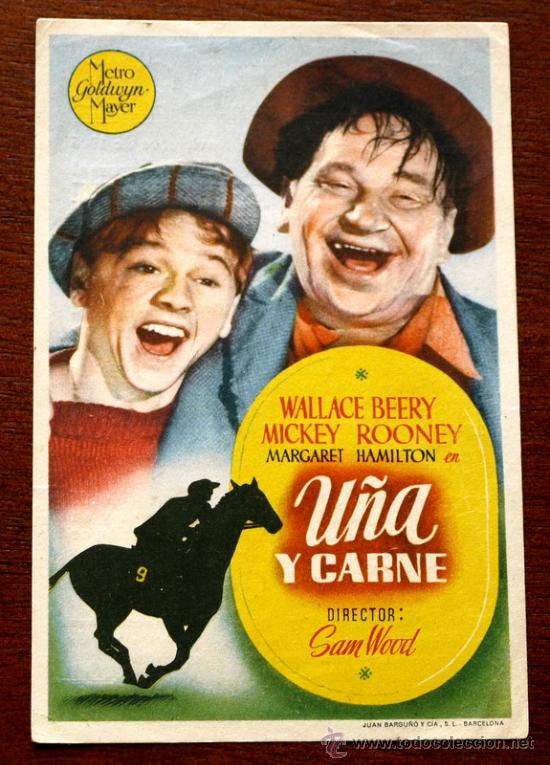 Foglietti di film di film antichi di cinema: U&Ntilde;A Y CARNE   - con impreso al dorso -