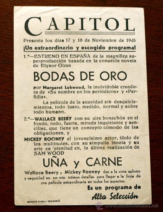 Cine: U&Ntilde;A Y CARNE   - con impreso al dorso - - Foto 2