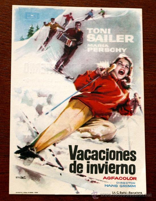 Foglietti di film di film antichi di cinema: VACACIONES DE INVIERNO  - con impreso al dorso -