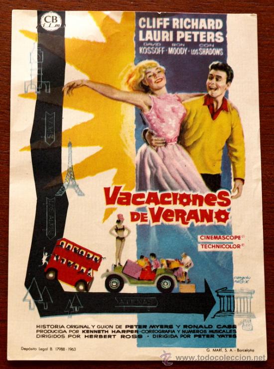 Foglietti di film di film antichi di cinema: VACACIONES DE VERANO  - sin impreso al dorso -
