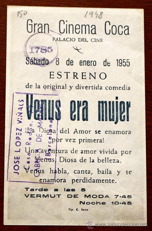 Cine: VENUS ERA MUJER  - con impreso al dorso - - Foto 2