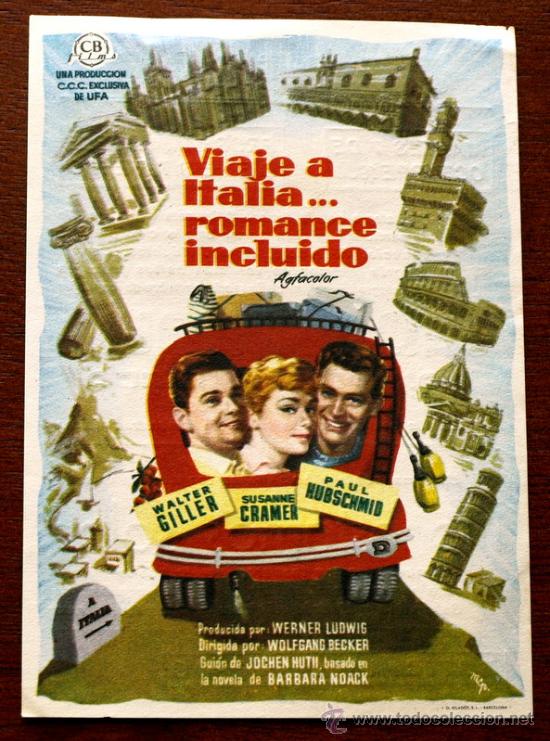 Foglietti di film di film antichi di cinema: VIAJE A ITALIA ROMANCE INCLUIDO  - con impreso al dorso -