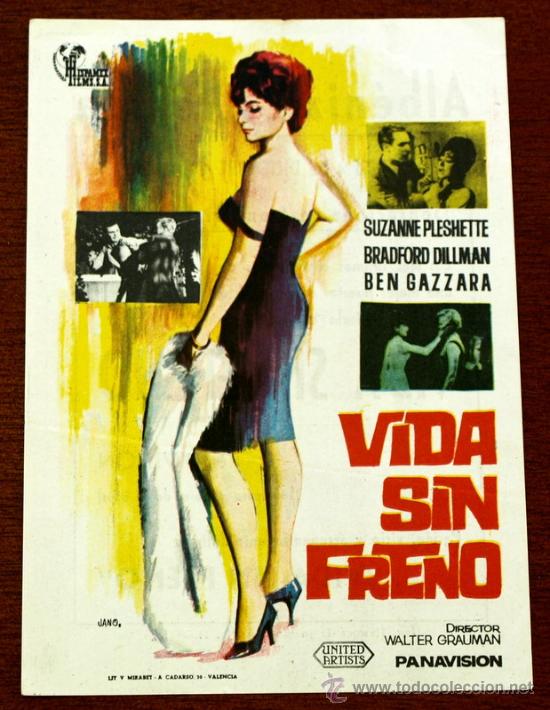 Foglietti di film di film antichi di cinema: VIDA SIN FRENO  - con impreso al dorso -