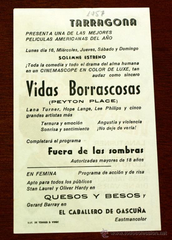 Cine: VIDAS BORRASCOSAS  - con impreso al dorso - - Foto 2