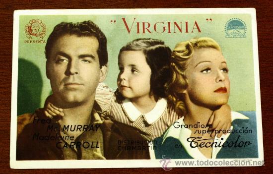 Foglietti di film di film antichi di cinema: VIRGINIA  - con impreso al dorso -
