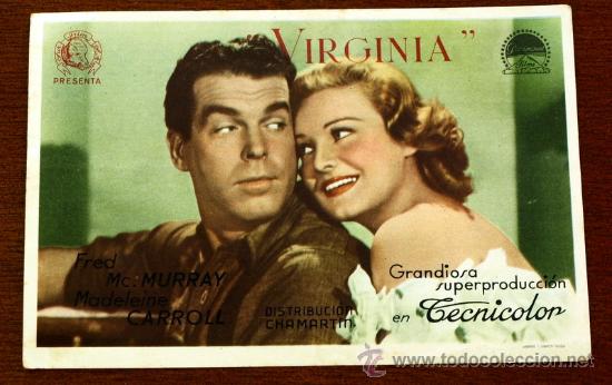 Foglietti di film di film antichi di cinema: VIRGINIA  - con impreso al dorso -