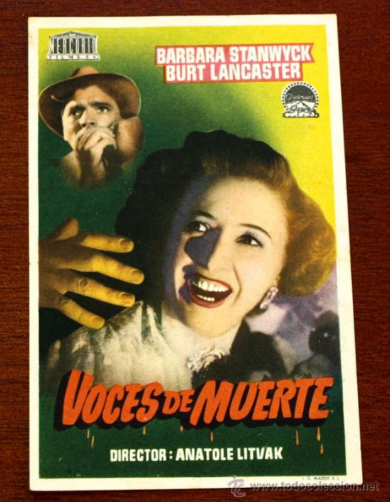 Cine: VOCES DE MUERTE  - con impreso al dorso -